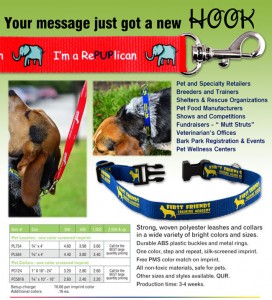 Imprinted pet collars and leashes great marketing item for pet events or businesses